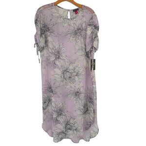Vince Camuto Floral Print Lilac tunic cover up semi sheer size medium new $99